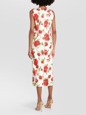 Bombažna midi obleka s cvetličnim vzorcem Carolina Herrera