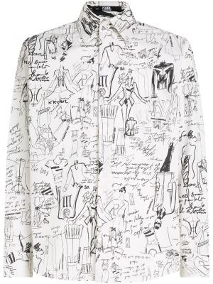 Camicia con stampa Karl Lagerfeld bianco