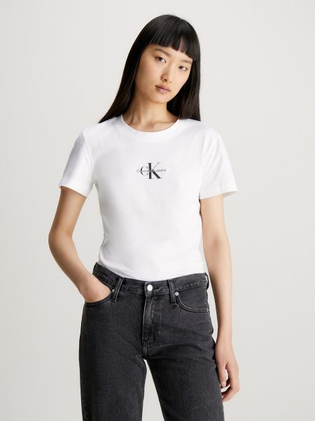 Camiseta slim fit manga corta Calvin Klein Jeans blanco