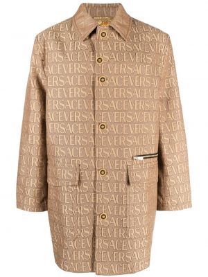Palton din jacard Versace maro