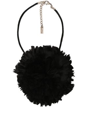 Satenska svilena ogrlica s cvetličnim vzorcem Saint Laurent črna