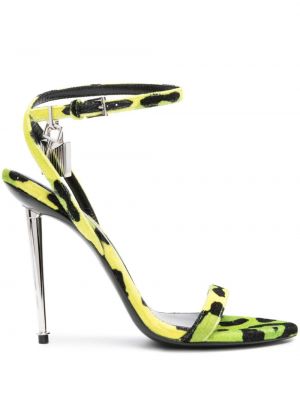 Kožené sandále s potlačou s leopardím vzorom Tom Ford
