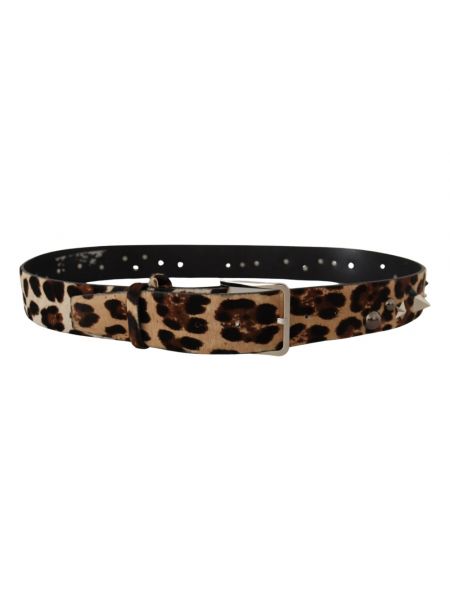 Cinturón de cuero con estampado leopardo Dolce & Gabbana