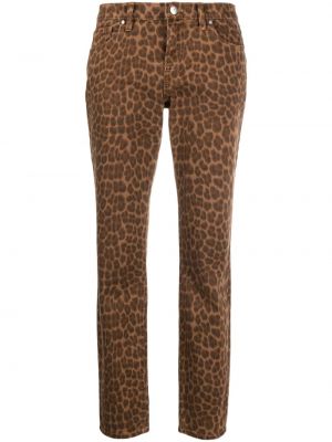 Slim fit priliehavé nohavice s leopardím vzorom P.a.r.o.s.h. hnedá