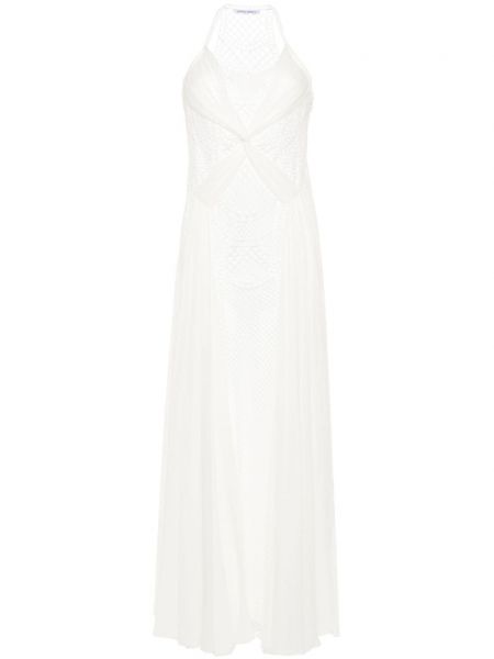 Krajkové večerní šaty Alberta Ferretti bílé