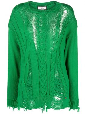 Obnosený sveter s okrúhlym výstrihom Nissa zelená