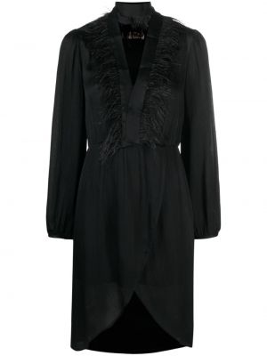 Robe longue à plumes avec manches longues Twinset noir