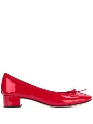 Полуотворени обувки с панделка с ток с нисък ток Repetto червено