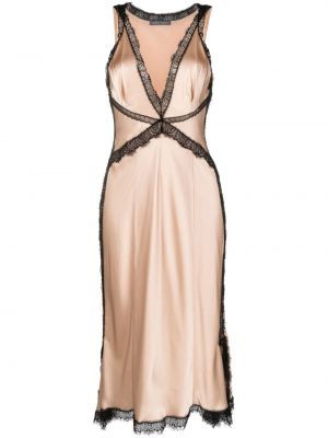 Slip-on сатенена коктейлна рокля с дантела Alberta Ferretti