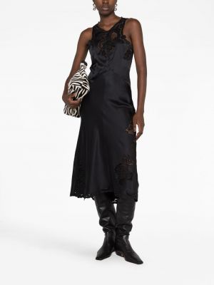Jedwabna haftowana sukienka koktajlowa Isabel Marant czarna