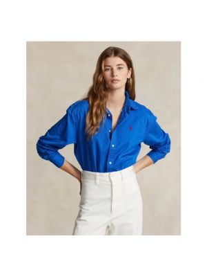 Blusa con bordado de algodón Polo Ralph Lauren azul