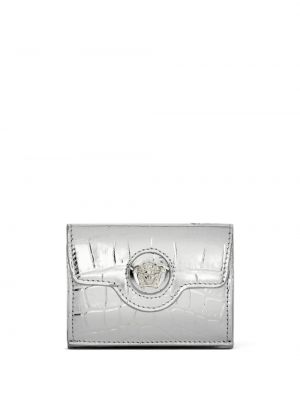 Bőr pénztárca Versace ezüstszínű