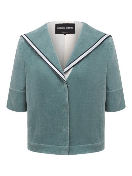 Хлопковый пиджак Giorgio Armani зеленый