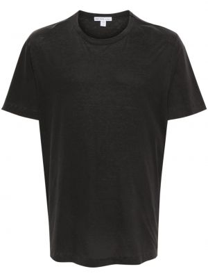 Βαμβακερή μπλούζα με στρογγυλή λαιμόκοψη James Perse καφέ