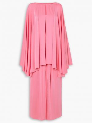 Розовое атласное длинное платье Racil