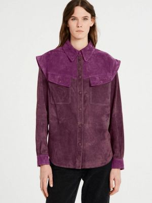 Кожаная куртка Claudie Pierlot, фиолетовая