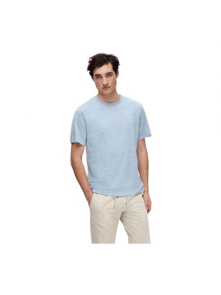 Leinen t-shirt mit kurzen ärmeln Selected Homme blau