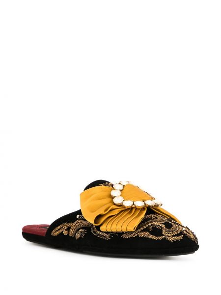 Pantuflas con bordado con lazo Dolce & Gabbana negro