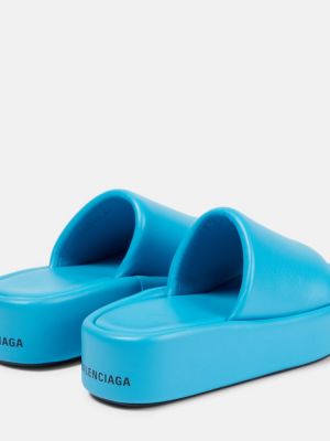 Sandalias de cuero con plataforma Balenciaga azul