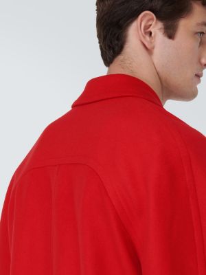 Płaszcz wełniany z kaszmiru Alexander Mcqueen czerwony