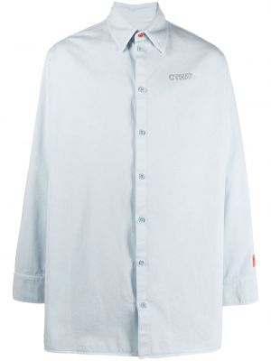 Długa koszula bawełniane klasyczne z długim rękawem Heron Preston - niebieski