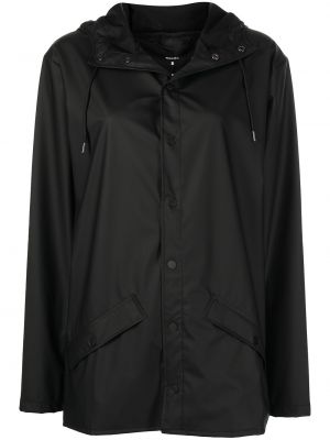 Куртка с капюшоном на пуговицах Rains, черная