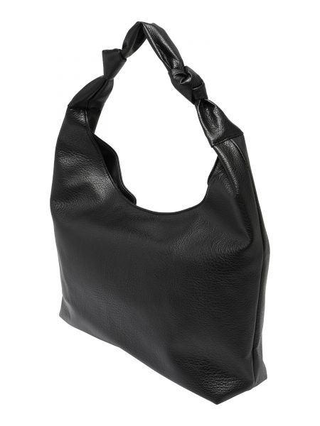 Jednofarebná kožená crossbody kabelka na zips Glamorous - čierna