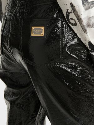 Nėriniuotos medvilninės skinny fit džinsai su raišteliais Dolce&gabbana juoda