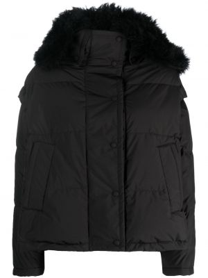 Péřová bunda s kapucí Yves Salomon černá
