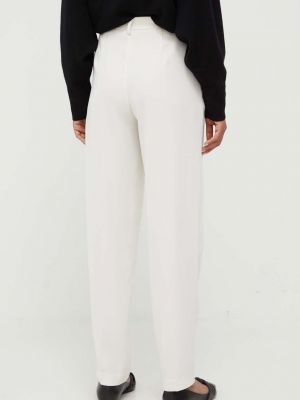 Jednobarevné kalhoty s vysokým pasem Armani Exchange béžové