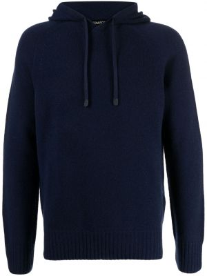 Кашмирен пуловер с качулка Tom Ford синьо