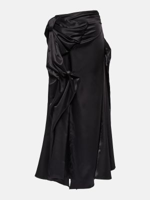 Saténové dlouhá sukně s mašlí Acne Studios černé