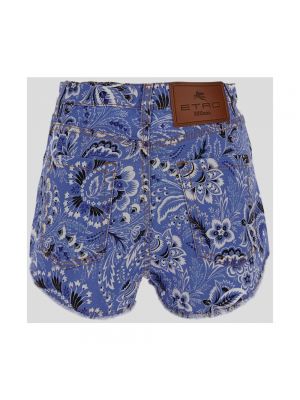 Pantalones cortos vaqueros de algodón con estampado Etro azul