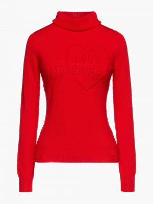 Вовняний светр з вишивкою Love Moschino, червоний