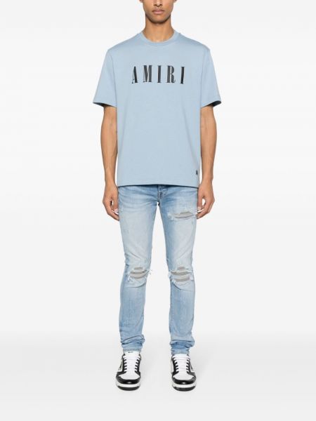 T-shirt en coton à imprimé Amiri bleu