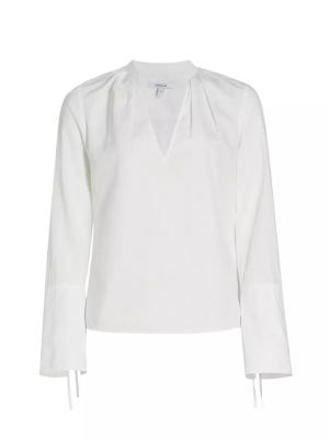 Хлопковая блузка с v-образным вырезом Derek Lam 10 Crosby белая