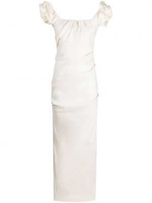 Sukienka koktajlowa bez rękawów drapowana Rachel Gilbert beżowa