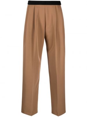 Proste spodnie plisowane Ermanno Firenze brązowe