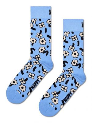 Čarape s cvjetnim printom Happy Socks plava