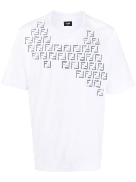 Koszulka z okrągłym dekoltem Fendi biała