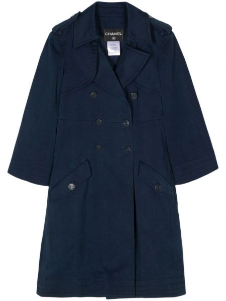 Długa kurtka Chanel Pre-owned niebieska