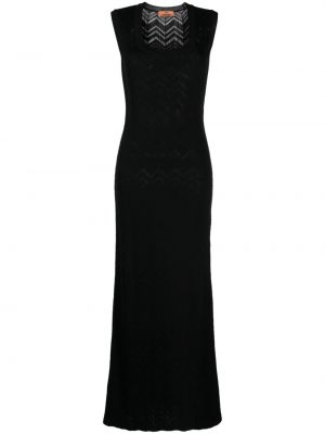 Gyapjú hosszú ruha Missoni fekete