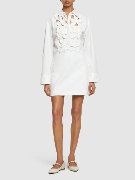 Mini šaty s výšivkou Valentino bílé