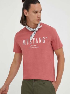 Тениска с дълъг ръкав с принт Mustang червено