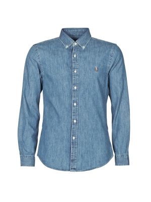 Slim fit priliehavá rifľová košeľa Polo Ralph Lauren modrá