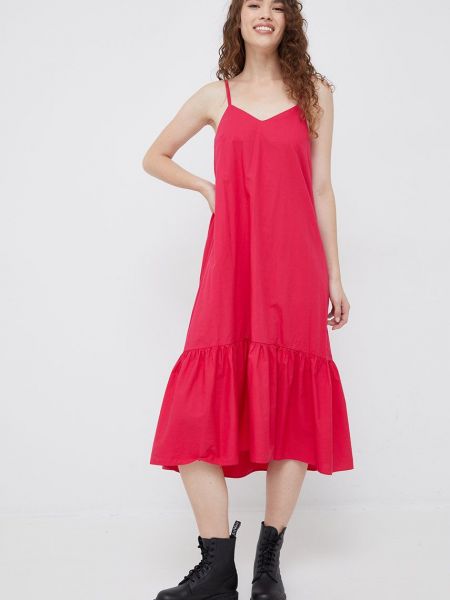 Sisley pamut ruha rózsaszín, midi, harang alakú