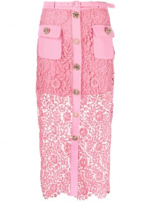 Krajkové pouzdrová sukně Self-portrait růžové