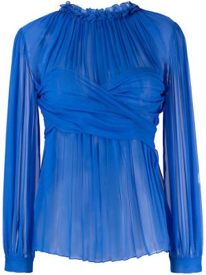 Прозрачна блуза Alberta Ferretti синьо