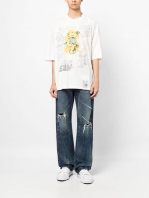 T-shirt effet usé en coton Maison Mihara Yasuhiro blanc