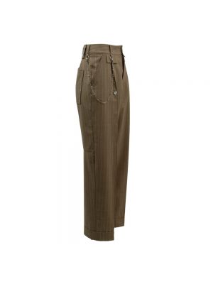 Pantalones rectos a rayas High marrón